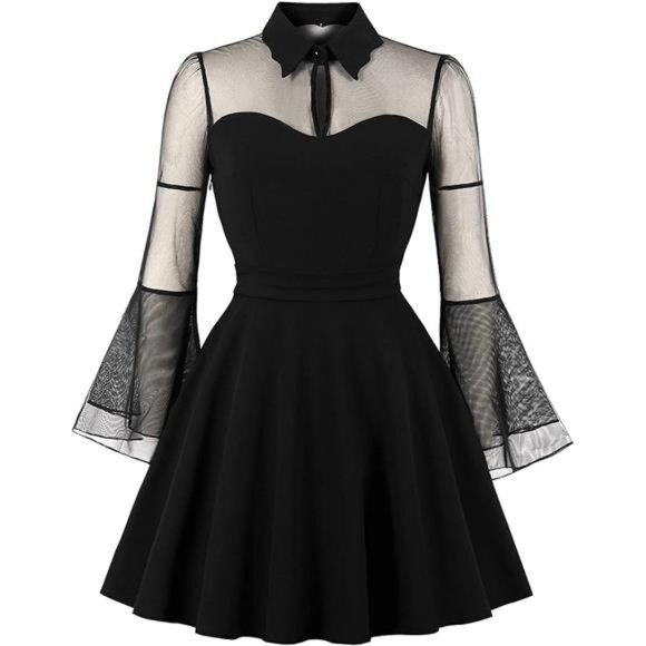 Dresses & Skirts - Women's Vintage Polka Dot 1950s Audrey Retro Rockabilly Dress Swing Dress, Black